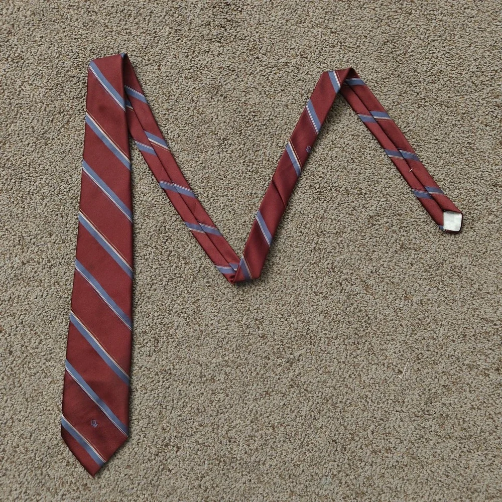 Vintage CHRISTIAN DIOR Men Tie OS Red Striped Classic Professional